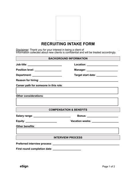 Free Recruiting Intake Form PDF Word