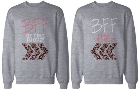 Crazy Bff Floral Print Grey Sweatshirts For Best Friends Matching
