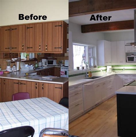 Kitchen cabinet refacing can breathe new life into your existing cabinets, giving them a fresh, new look. before/after- affordable reno with counter top and cabinet ...