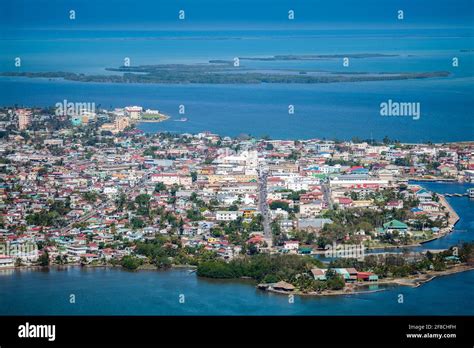 Belize City The Largest City In Belize On The Caribbean Sea Aerial