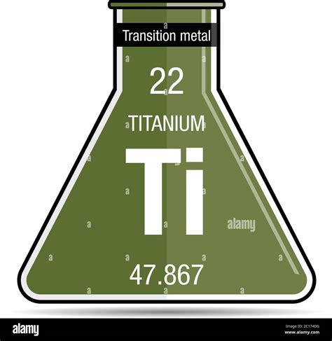 Titanium Symbol On Chemical Flask Element Number 22 Of The Periodic
