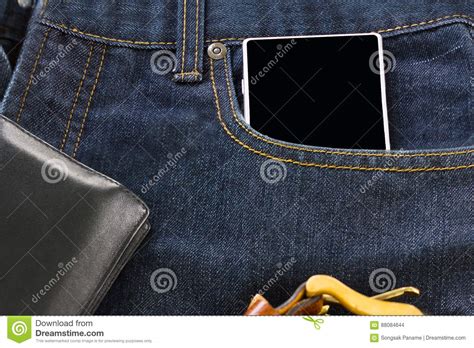 Wallet And Smartphone On Denim Jeans Stock Photo Image Of Luxury