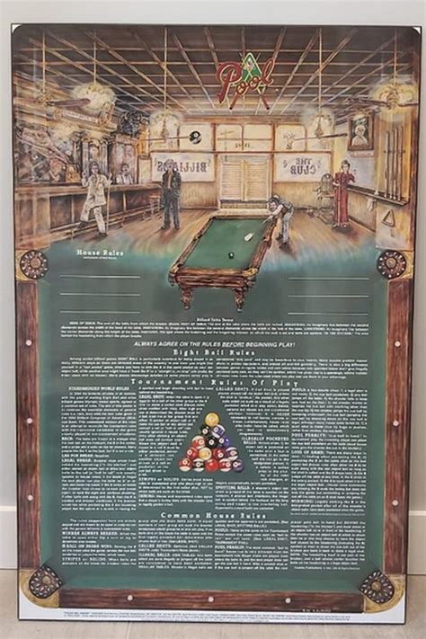 the rules of 8 ball poster plaque 24 x 36