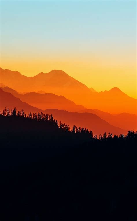 950x1534 Himalayas Mountains Nepal Silhouette Wallpaper Sunset