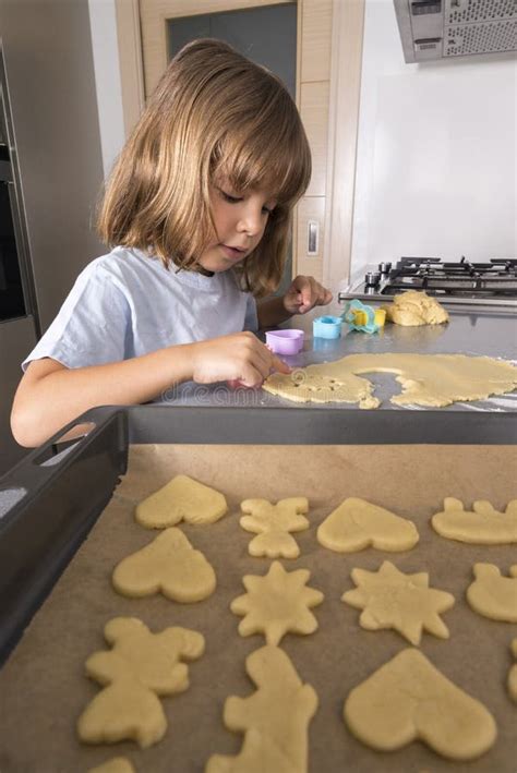 Little Girl Making Cookie Dough Stock Photo Image Of Humor Eating