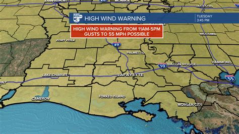 Severe Storm For Acadiana Wednesday Wind Warning Issued