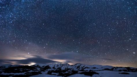 Sky Full Of Stars Snowy Mountains 4k Stars Wallpapers Snow Wallpapers