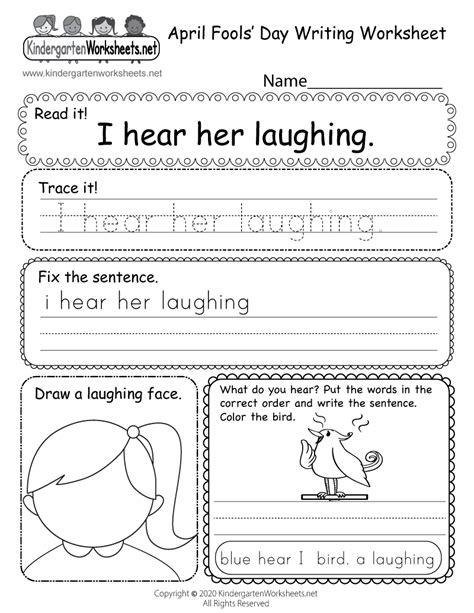 This section includes phonics and cvc words activities. Free Printable April Fools' Day Writing Worksheet for ...
