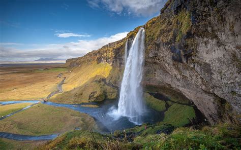 Wallpaper Beautiful Waterfall River Mountains Nature