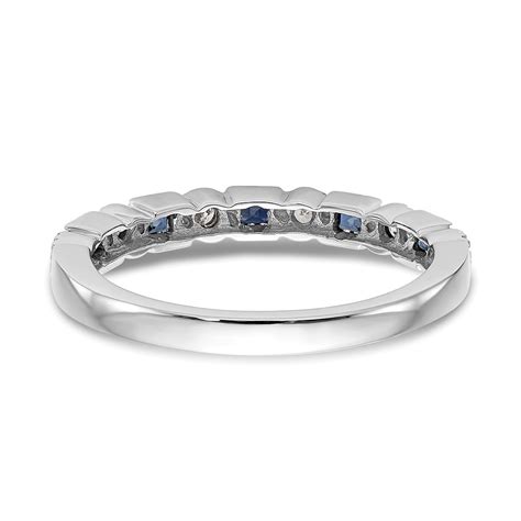 Princess Cut Blue Sapphire And Diamond Wedding Ring 14k White Gold