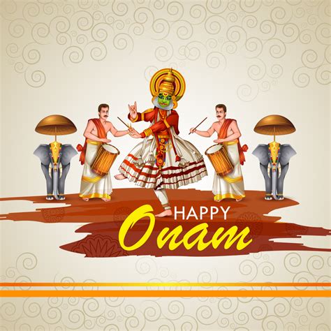 happy onam with flower rangoli of kathakali and keral food vector hot sex picture