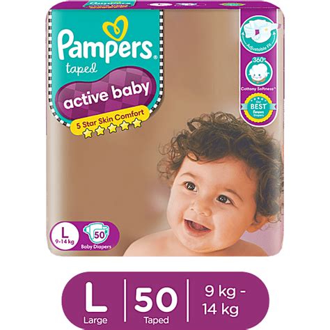 Buy Pampers Active Baby Diaper Large 50 Pcs Pouch Online At Best