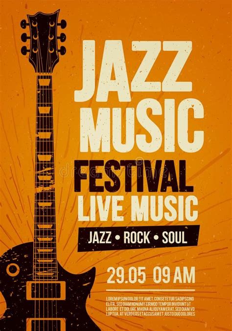 Vector Illustration Poster Flyer Design Template For Rock Jazz Festival