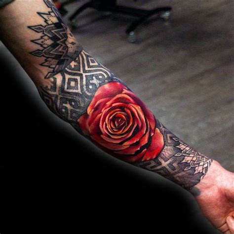 List 94 Wallpaper Black And Red Rose Tattoo Sleeve Excellent