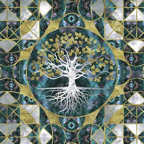 Tree Of Life Yggdrasil Marble And Gold Digital Art By Creativemotions
