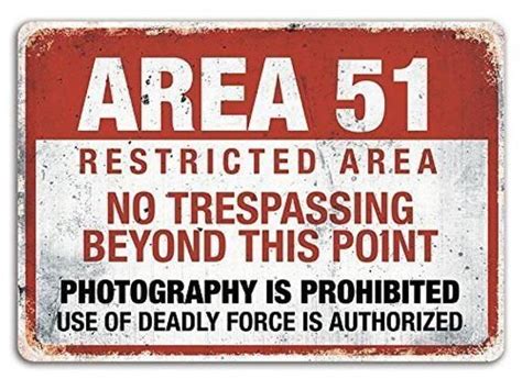 Metal Wall Sign Area 51 Restricted Area Funny Danger Alien In 2020