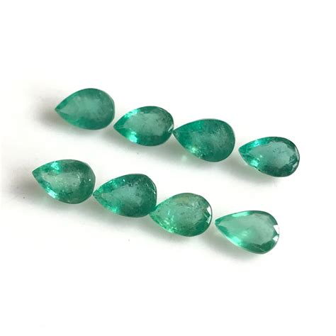 5 Pcs 6x4mm Natural Emerald Faceted Pear Cut Gemstone Loose Etsy