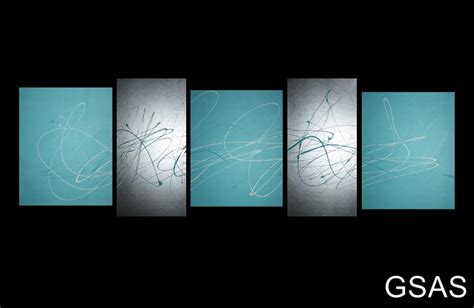 5 Abstract Canvas Painting Turquoise Silver Modern Wall Art Artwork Ebay
