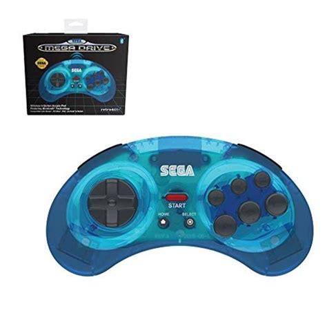 Retro Bit Official Sega Mega Drive Bluetooth Controller Clear Blue