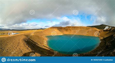 The Mouth Of A Volcano Crater Filled With Water In Iceland Water Lake