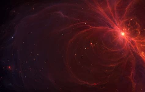 Wallpaper Space Stars Light Blue Nebula Red Particles Fog