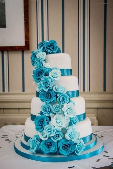 Undefined Turquoise Wedding Cake Wedding Cakes With Flowers