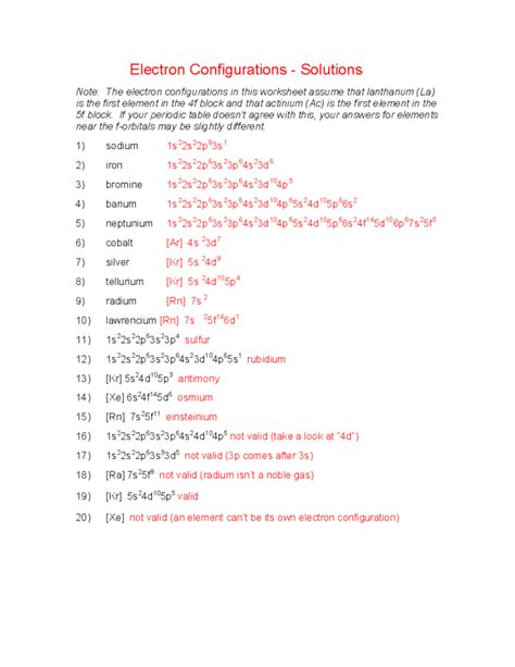 If your periodic table doesn't agree with this, your answers for elements near the f … Electron Configuration Practice Worksheet Free Download