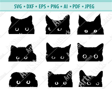 Cat Svg Black Cat Svg Peeking Cat Clipart Peeping Cat Svg Etsy