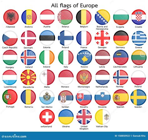 All Flags Of Europe Button Round Stock Illustration Illustration Of