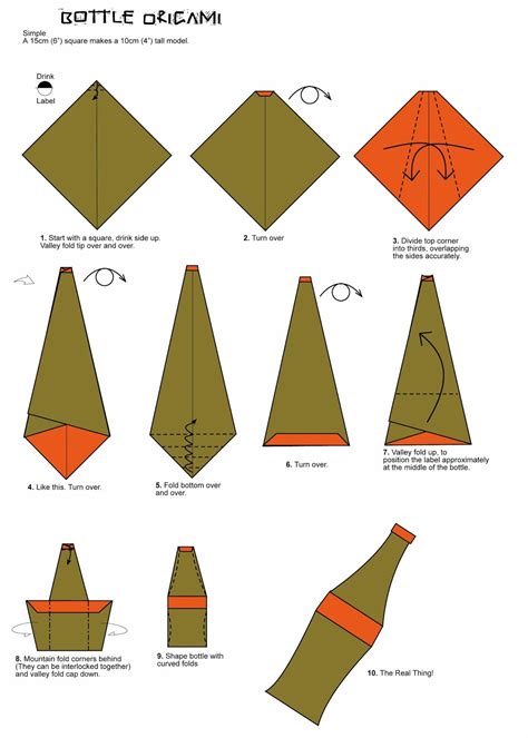 Bottle Origami Folding Diagram Paper Origami Guide