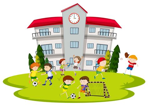 Chicos Jugando Al Fútbol En La Escuela 371787 Vector En Vecteezy