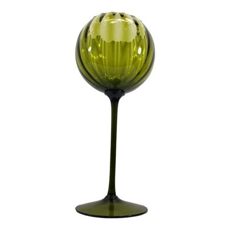 Vintage Empoli Italian Art Glass Green Tall Brandy Glass Vase Chairish