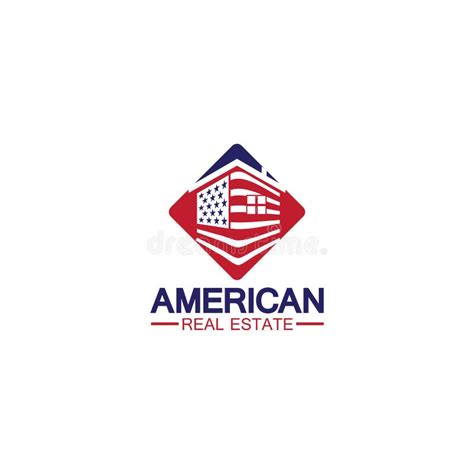 Home House American Flag Real Estate Logo Vector Illustration Stock