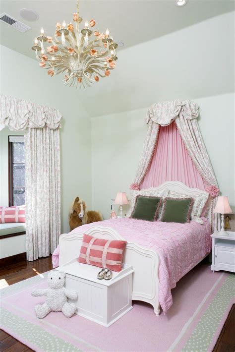 Traditional Light Green Girls Room With Pink Bedding Hgtv