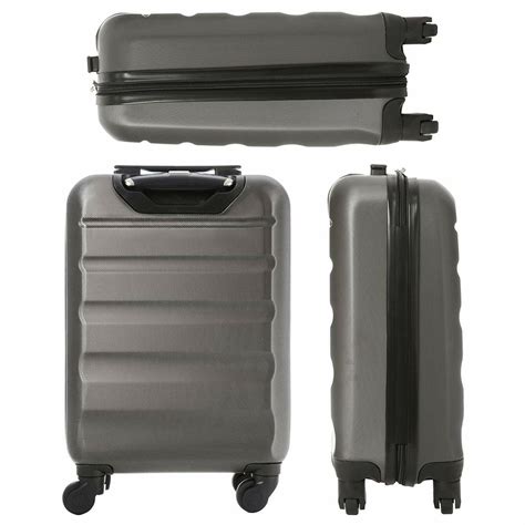 Set Of 2 Abs Hard Shell Carry On Hand Cabin Luggage Bag Charcoal 55 X