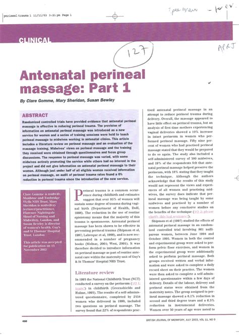 Pdf Antenatal Perineal Massage Part 1