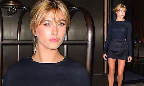Hailey Baldwin Takes A Classic Approach In Semi Sheer Top And Satin