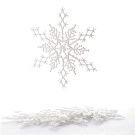 White Glittered Snowflake Ornaments Christmas Ornaments Christmas