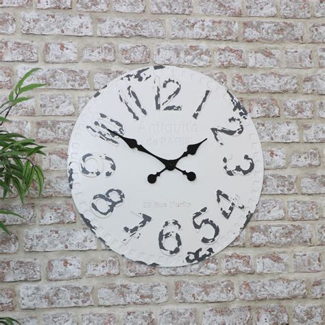 Large Antique White Vintage Wall Clock Melody Maison