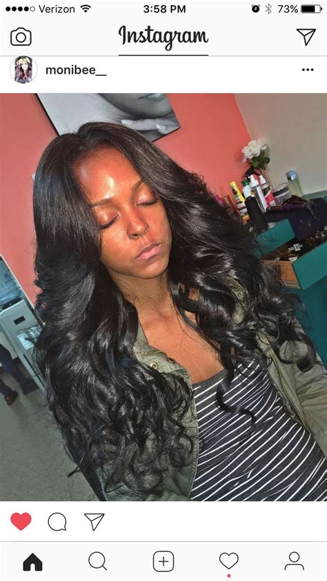 Middle Part Sew In With Loose Curls Curly Weave Hairstyles Middle