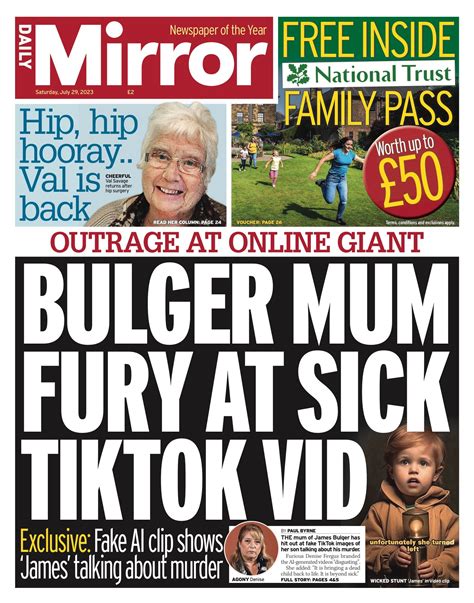 Daily Mirror Front Page 29th Of July 2023 Tomorrows Papers Today