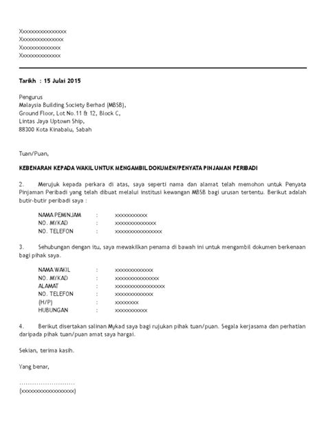 Contoh Surat Kuasa Wakil Tanah Malaysia Contoh Surat Kuasa Tanah