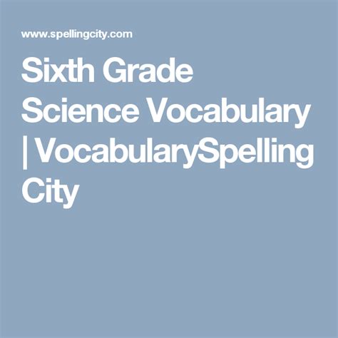 Sixth Grade Science Vocabulary Science Vocabulary Sixth Grade