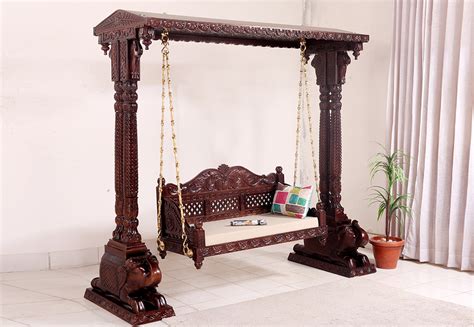 Buy Maharaja Wooden Swing Walnut Finish Online In India Wooden Street