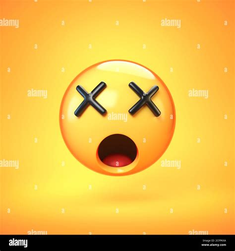 Dead Face Emoji Isolated On Yellow Background Cross Eyes Emoticon 3d