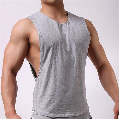 New Summer Men Low Cut Sport T Shirt Loose Sleeveless Shirt Tops Men S Breathable Vest Home