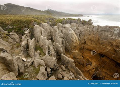 Bizarre Rock Formed By Erosion Punakaiki New Zealand South Island