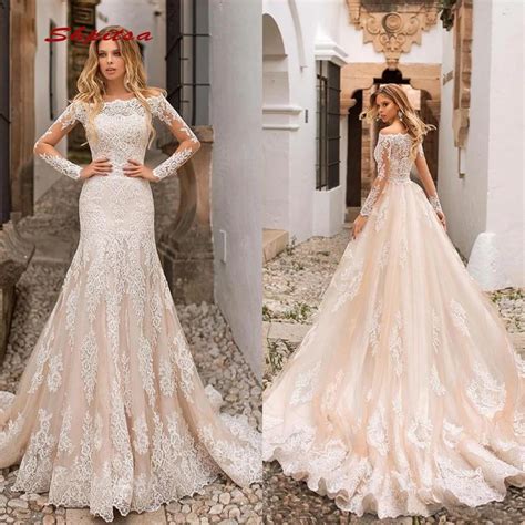 long sleeve lace mermaid wedding dresses turkey plus size off shoulder bride bridal weding