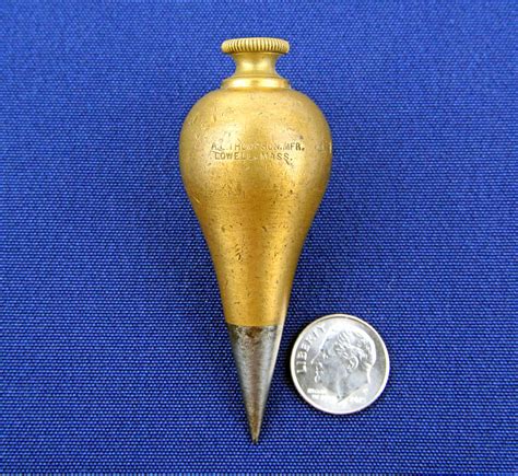 Awesome 4 Ounce Al Thompson Lowell Mass Brass Plumb Bob 1890s Vintage Vials Antique Tools