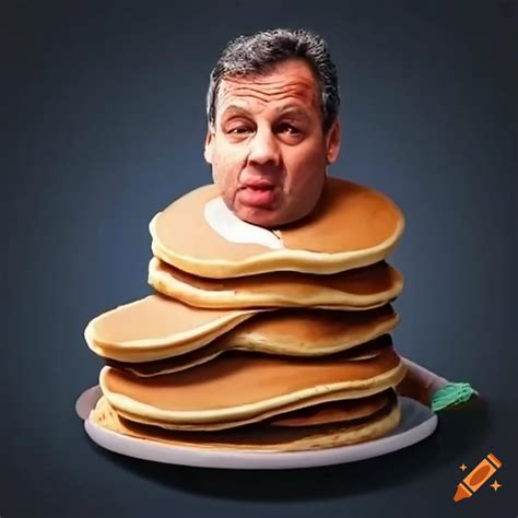 Chris Christie Eating Giant Pancakes On Craiyon